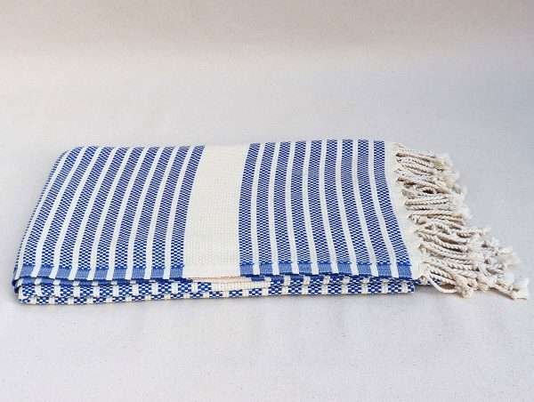 turkish towel peshtemal organic cotton blue and bone premium quality (1)