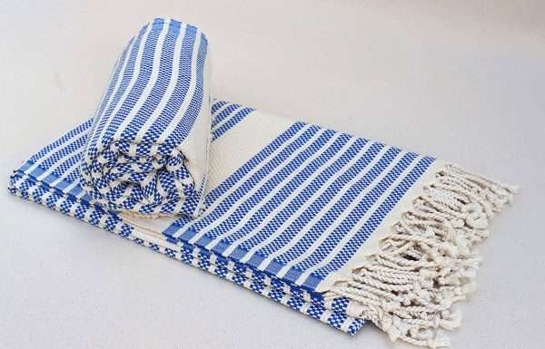 turkish towel peshtemal organic cotton blue and bone premium quality (2)