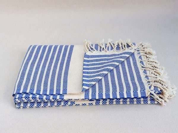 turkish towel peshtemal organic cotton blue and bone premium quality (3)