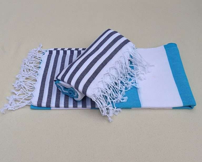 turkish towel peshtemal organic cotton blue and dark blue striped (2)