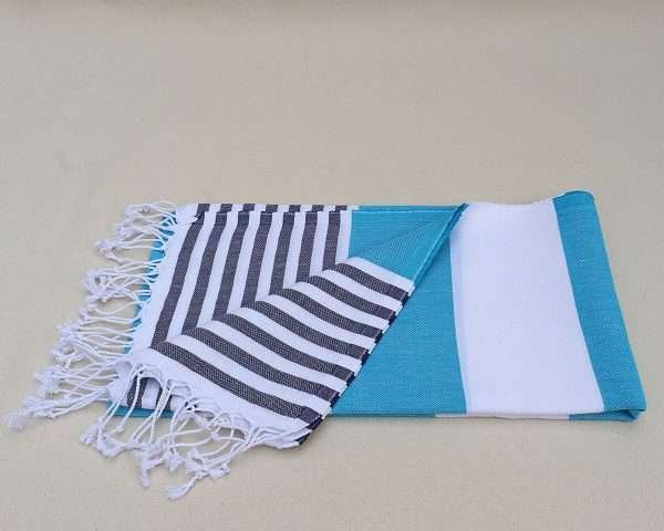 turkish towel peshtemal organic cotton blue and dark blue striped (3)