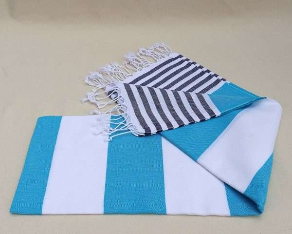 turkish towel peshtemal organic cotton blue and dark blue striped (4)