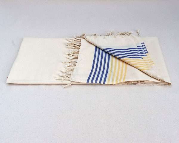 turkish towel peshtemal organic cotton blue yellow bone (4)