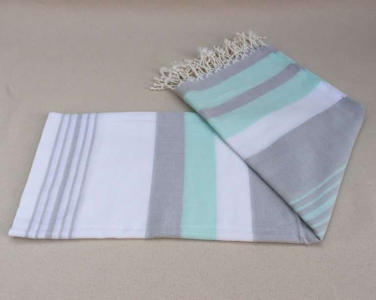 turkish towel peshtemal organic cotton mint light grey striped (2)
