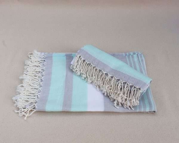 turkish towel peshtemal organic cotton mint light grey striped (4)