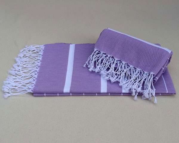 turkish towel peshtemal organic cotton purple striped (2)