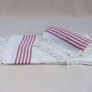 turkish towel peshtemal organic cotton white fuchsia stripes (2)