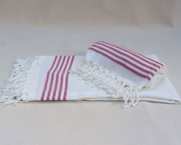 turkish towel peshtemal organic cotton white fuchsia stripes (2)