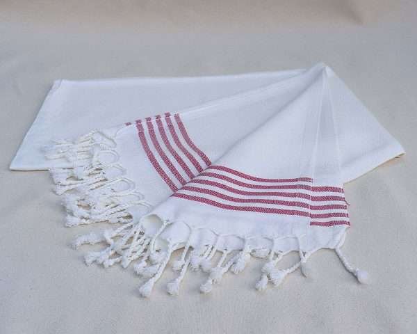 turkish towel peshtemal organic cotton white fuchsia stripes (3)