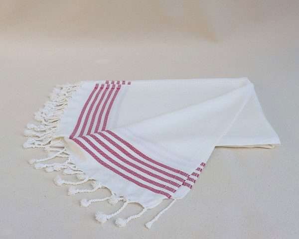 turkish towel peshtemal organic cotton white fuchsia stripes (4)