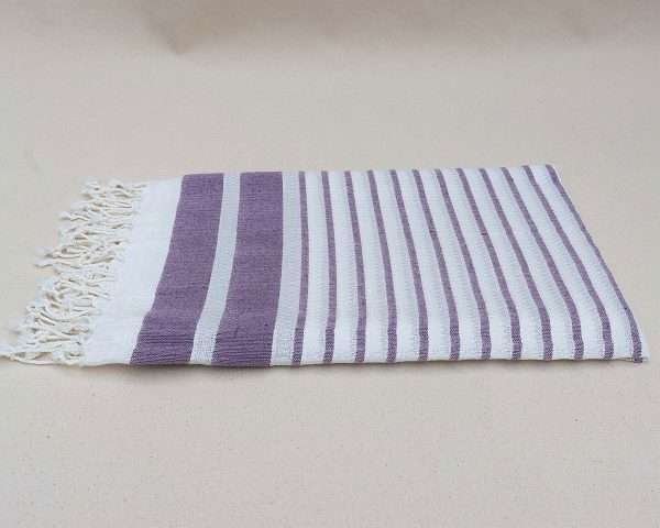 turkish towel peshtemal organic cotton white lavender striped (1)