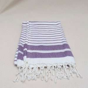 turkish towel peshtemal organic cotton white lavender striped (3)