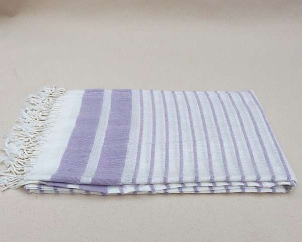 turkish towel peshtemal organic cotton white lilac striped (1)