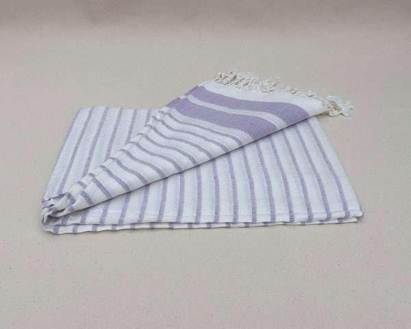 turkish towel peshtemal organic cotton white lilac striped (3)