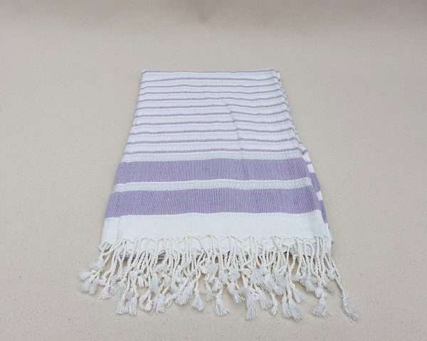 turkish towel peshtemal organic cotton white lilac striped (4)