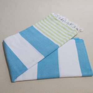 turkish towel pistachio green light blue stripe