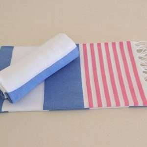 turkish towel blue pink stripe