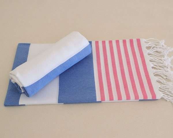 turkish towel blue pink stripe