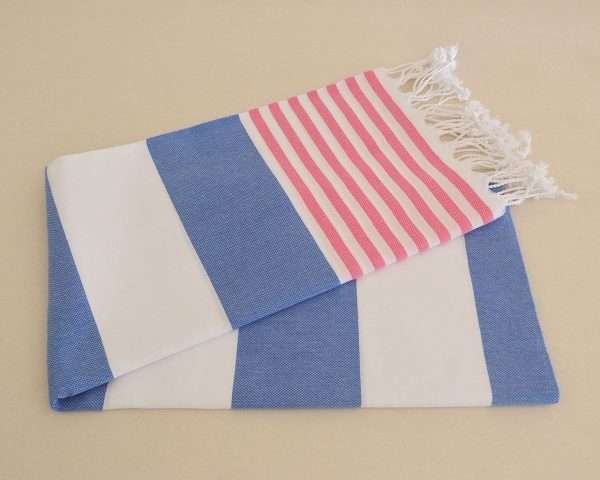 turkish towel blue pink stripe