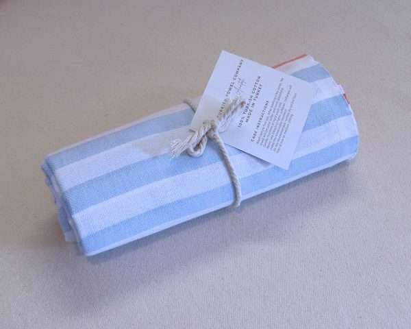 turkish towel coral and baby blue striped