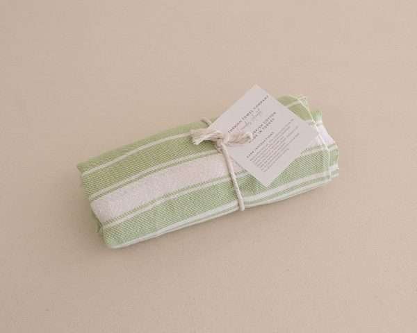 turkish towel pistachio green and white stripe