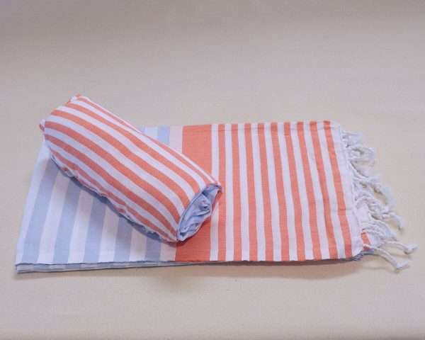 turkish towel striped coral babe blue