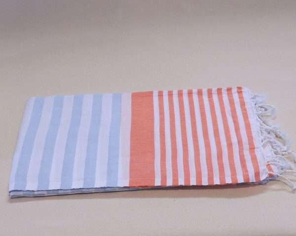 turkish towel striped coral baby blue