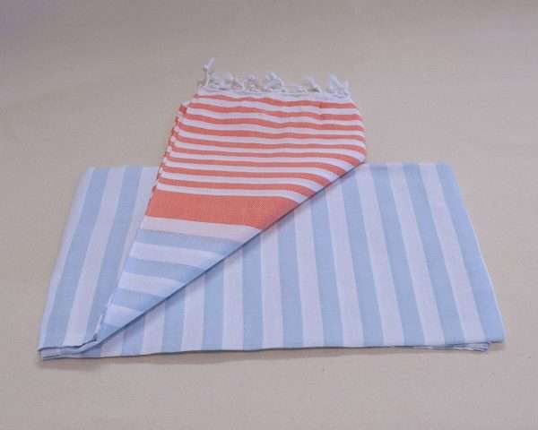 turkish towel striped coral baby blue